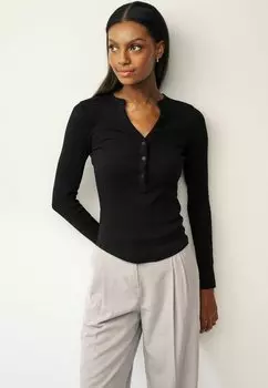 Футболка с длинным рукавом Henley Regular Next, черный