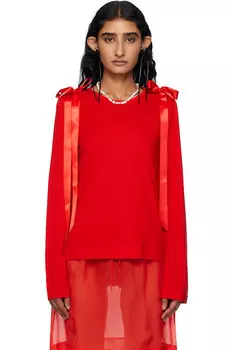 Футболка с длинным рукавом и бантом на спине Simone Rocha, красный