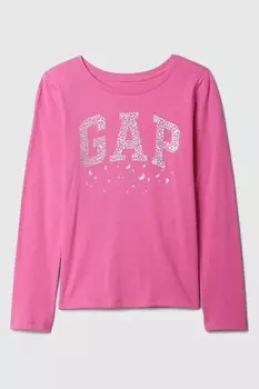 Футболка с длинным рукавом и графическим логотипом Gap, розовый