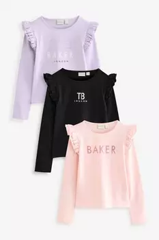 Футболка с длинным рукавом и графическим узором, 3 шт в упаковке Baker By Ted Baker, мультиколор