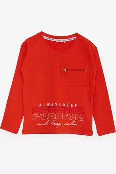 Футболка с длинным рукавом и карманной молнией для мальчика оранжевого цвета (5–9 лет) Breeze