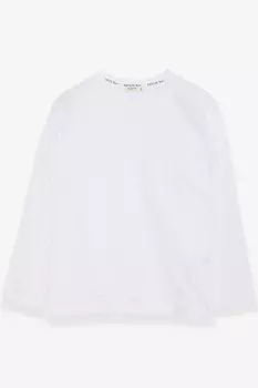 Футболка с длинным рукавом и карманом для мальчика, белая (4–8 лет) Breeze