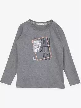 Футболка с длинным рукавом и круглым вырезом для мальчиков с принтом Breeze, темно-серый меланж