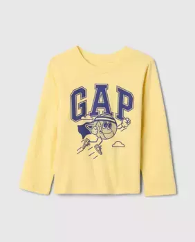 Футболка с длинным рукавом и круглым вырезом для мальчиков Gap, жёлтый