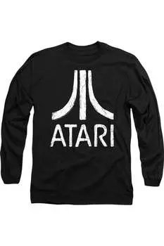 Футболка с длинным рукавом и логотипом Atari Rough для взрослых Gildan, черный