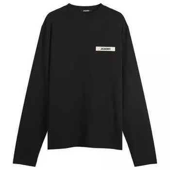 Футболка с длинным рукавом и логотипом Grosgrain Jacquemus, черный