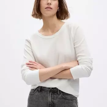 Футболка с длинным рукавом и микровафельной текстурой Gap, белый