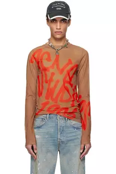 Футболка с длинным рукавом и нанесённым логотипом Acne Studios, бежевый