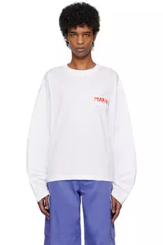 Футболка с длинным рукавом и нашивкой с логотипом Marni, белый