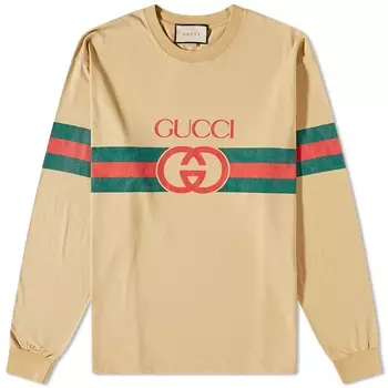 Футболка с длинным рукавом и новым логотипом Gucci