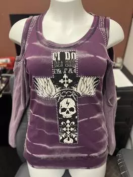 Футболка с длинным рукавом и открытым плечом, фиолетовый цвет VOCAL APPAREL