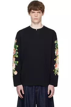 Футболка с длинным рукавом и принтом "Букет роз" Simone Rocha, черный