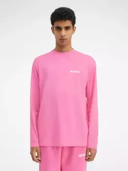 Футболка с длинным рукавом и принтом логотипа Le Manches Longues Jacquemus, розовый