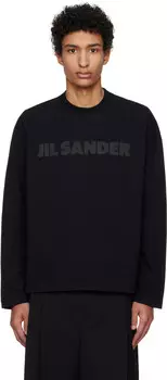 Футболка с длинным рукавом и принтом логотипа Jil Sander, черный