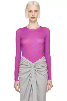 Футболка с длинным рукавом и принтом луны в стиле second skin Marine Serre, фиолетовый