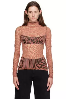 Футболка с длинным рукавом и принтом «Розовая звезда» Mugler