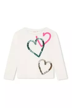 Футболка с длинным рукавом и принтом в виде сердца из пайеток Billieblush, белый