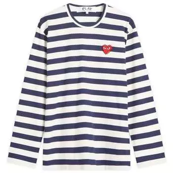 Футболка с длинным рукавом и принтом в виде сердца Comme Des Garons Play, синий