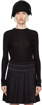 Футболка с длинным рукавом и резинкой Ribbon Knit OPEN YY, черный