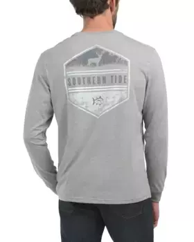 Футболка с длинным рукавом и шестигранной отделкой Deer Southern Tide, цвет Quarry