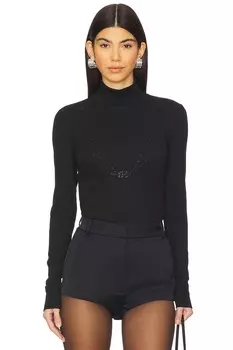 Футболка с длинным рукавом и стразами Ganni, черный