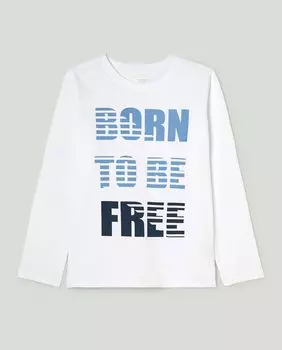 Футболка с длинным рукавом и текстовым принтом Cotton Juice, синий