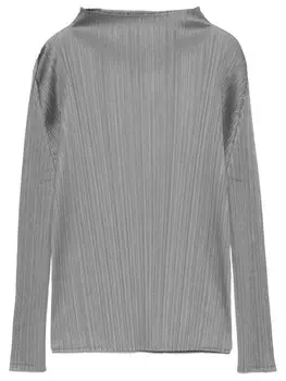 Футболка с длинным рукавом и воротником-стойкой Pleats Please Issey Miyake, серый