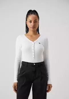 Футболка с длинным рукавом Icon Henley Abercrombie & Fitch, белая