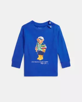 Футболка с длинным рукавом из хлопка для мальчика Polo Ralph Lauren, синий