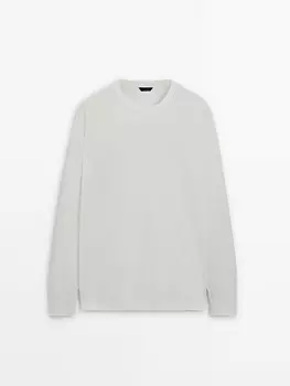 Футболка с длинным рукавом из хлопковой смеси Massimo Dutti, бежевый