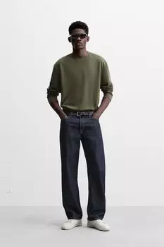 Футболка с длинным рукавом из интерлока ZARA, зеленый