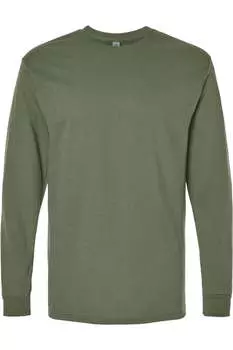 Футболка с длинным рукавом из плотного хлопка Gildan, хаки