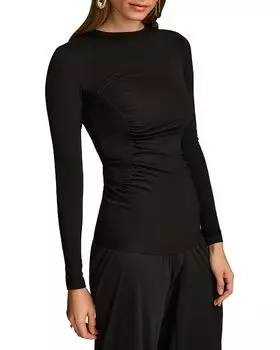 Футболка с длинным рукавом из стрейч-креп Donna Karan, черный