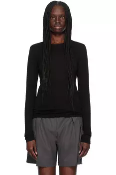 Футболка с длинным рукавом из тонкой мериносовой шерсти Rhe, черный