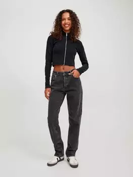 Футболка с длинным рукавом Jxfeline Wash Zip Tee JJXX, черный