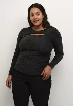 Футболка с длинным рукавом KCBIRGITTE CUT OUT Kaffe Curve, черный блестящий