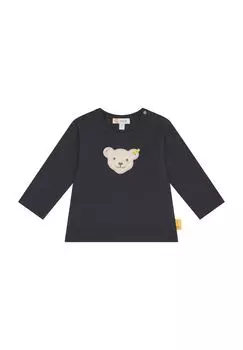 Футболка с длинным рукавом, круглым вырезом, нашивкой, для младенцев и малышей Steiff, цвет Steiff Navy