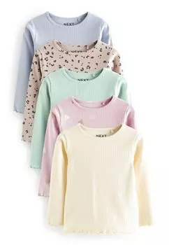 футболка с длинным рукавом Long Sleeve 5 Pack Next, цвет blue neutral ditsy