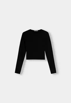 Футболка с длинным рукавом LONG SLEEVE Bershka, черный