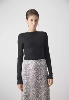 Футболка с длинным рукавом Long Sleeve Sheer Slash Abercrombie & Fitch, черный