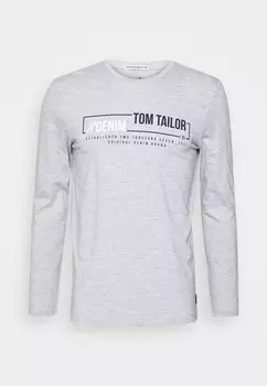 Футболка с длинным рукавом LONGSLEEVE WITH CHEST PRINT TOM TAILOR DENIM, светло-серый