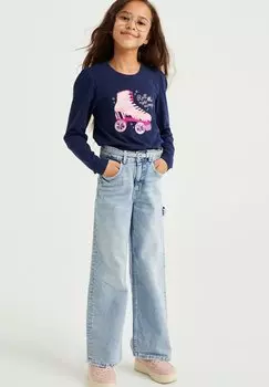 Футболка с длинным рукавом Met Embroidery WE Fashion, синий