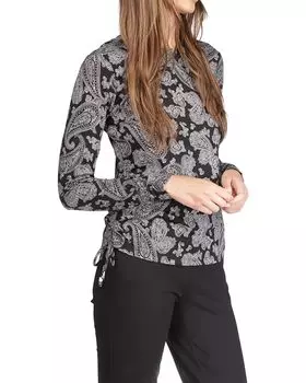 Футболка с длинным рукавом Michael Kors Print Ruched Long Sleeve Tee, цвет Bone