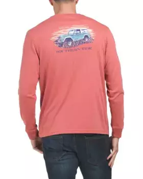 Футболка с длинным рукавом на борту для бездорожья Southern Tide, коралловый