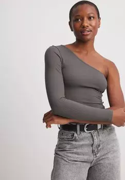 Футболка с длинным рукавом NA-KD, темно-серая