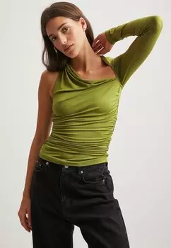 Футболка с длинным рукавом NA-KD, зеленая