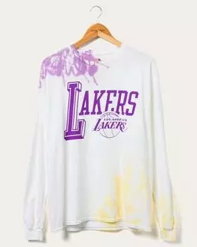 Футболка с длинным рукавом NBA Los Angeles Lakers Tie Dye с блошиного рынка Junk Food Clothing, фиолетовый/горчичный