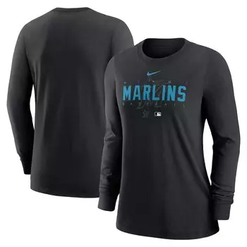 Футболка с длинным рукавом Nike Miami Marlins, черный