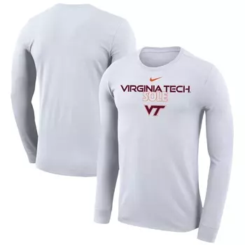 Футболка с длинным рукавом Nike Virginia Tech Hokies, белый