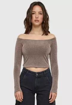 Футболка с длинным рукавом Off Shoulder Glitter Urban Classics, золото